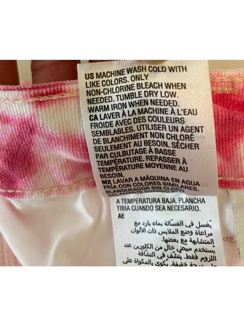 Style & Co Tie-Dye Bermuda Shorts Pink & White Cotton Blend Frayed Hem Size 10 - Picture 5 of 10